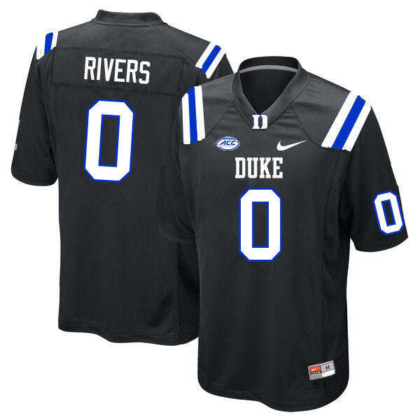 Men #0 Chandler Rivers Duke Blue Devils College Football Jerseys Sale-Black - Click Image to Close